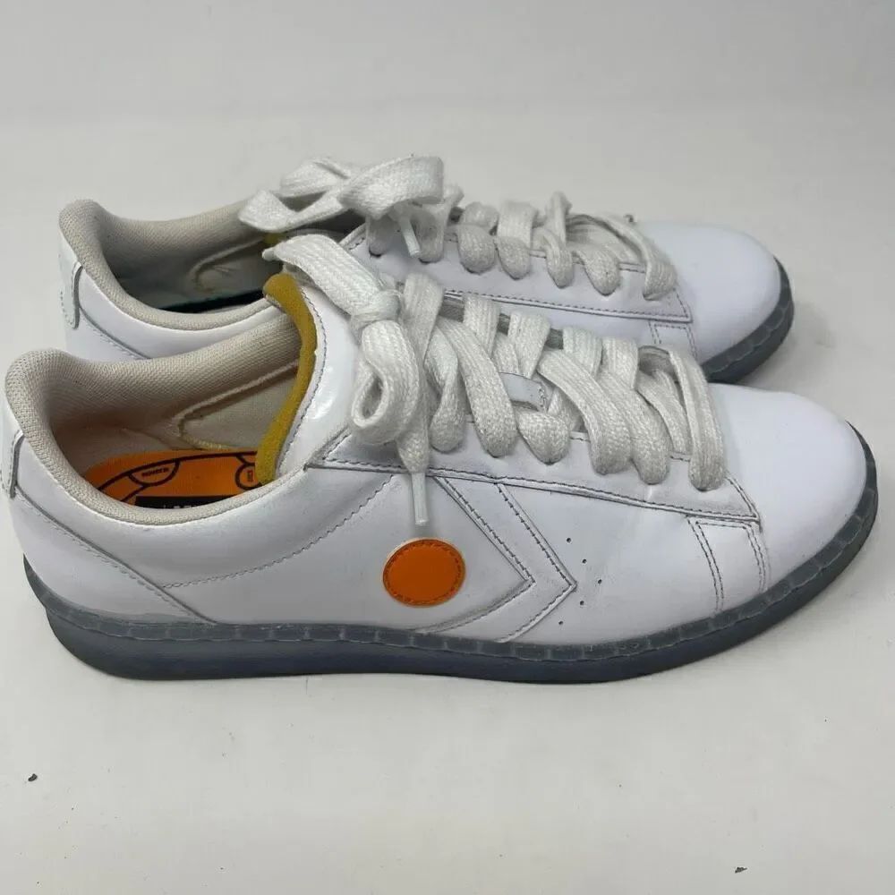 Converse White Pro Leather Low x Rokit Orange Pop 2020 Sneaker Shoes Size 9
